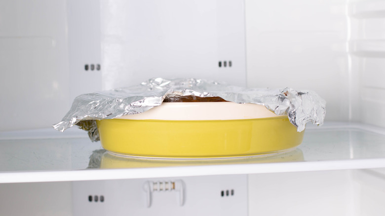 Pie pan in the freezer