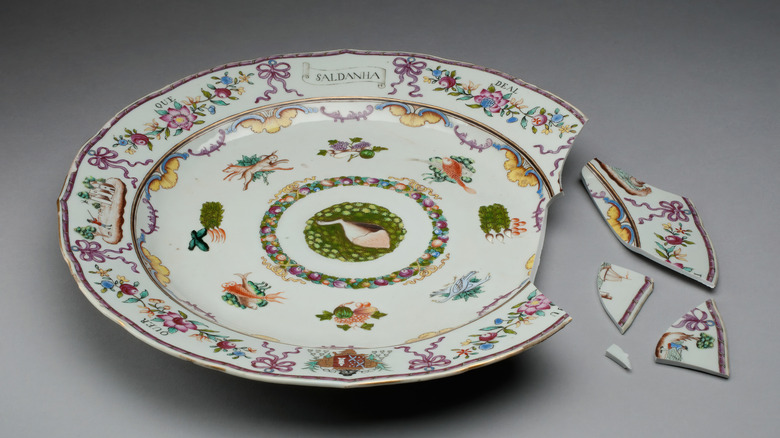 A broken vintage plate