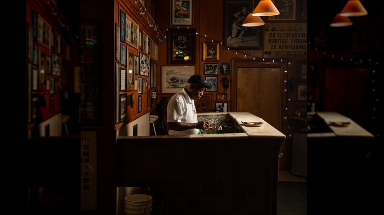 Shucking oysters at Pascal's Manale New Orleans