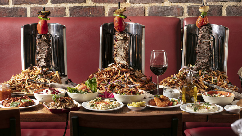 chicken, beef, and lamb shawarma served tableside