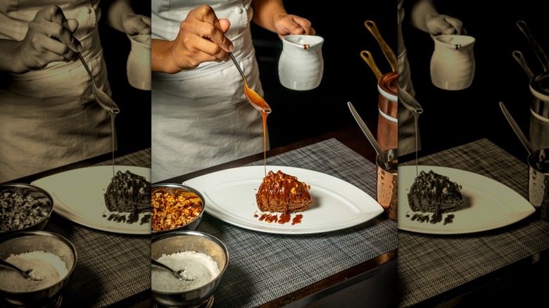 chocolate mousse prepared tableside at Cathedrale