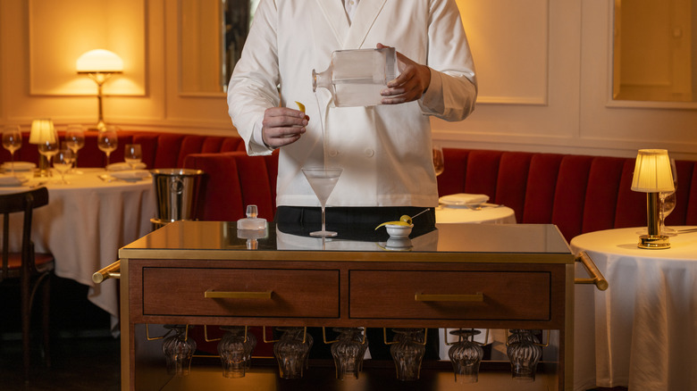 martini poured tableside at Chateau Royale