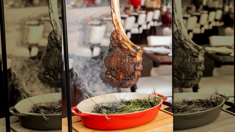 swinging tomahawk prepared tableside at Park Avenue Kitchen