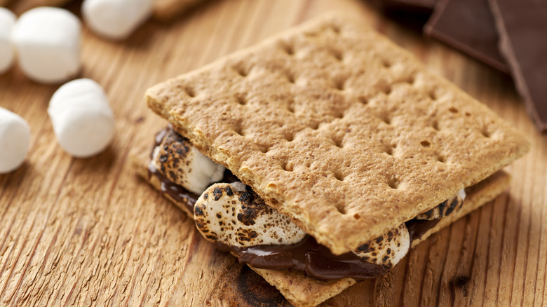 Close up of s'more 