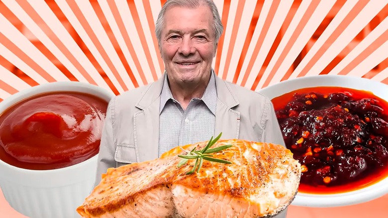 Jacques Pépin with salmon fillet