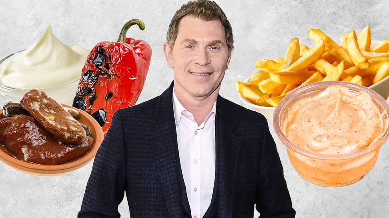 Bobby Flay with fries and pepper