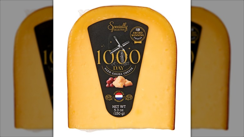 A packaged brick of Adli's 1000-day aged Gouda cheese