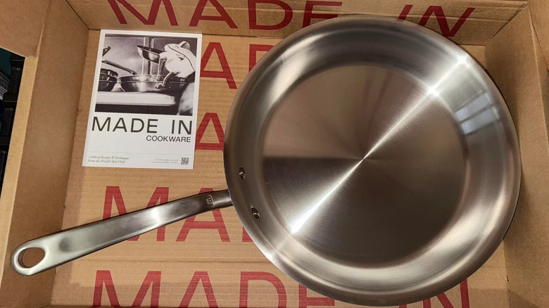 Made-In stainless steel pan in cardboard box packaging