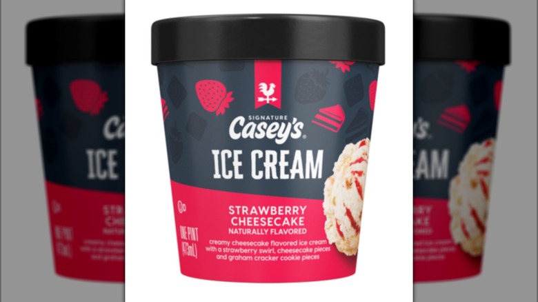 A pint of Casey's Strawberry Cheesecake ice cream
