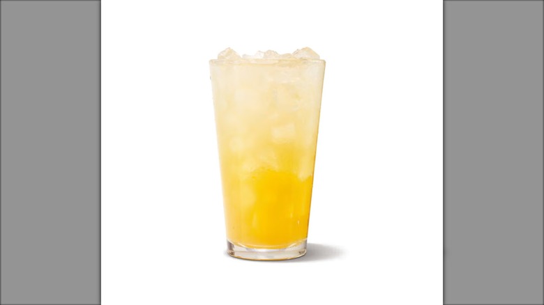 Cup of Pineapple Cane Sweet Lemonade on white background
