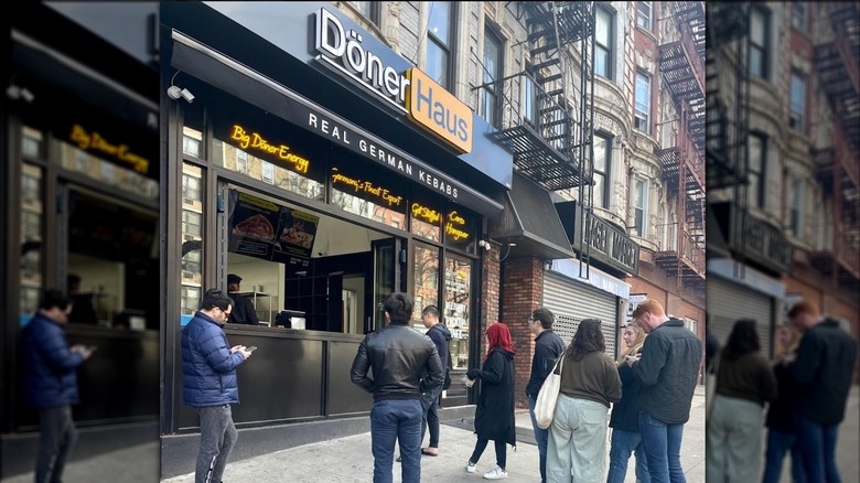 Customers outside Doner Haus in New York City
