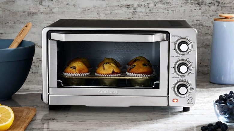 Cuisinart toaster oven filled with muffins