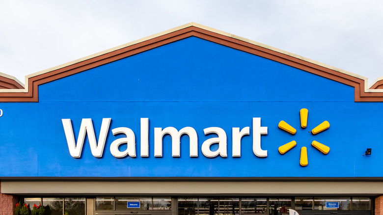Walmart logo on building