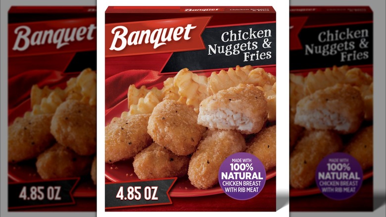 Banquet Chicken Nuggets with Fries with white background