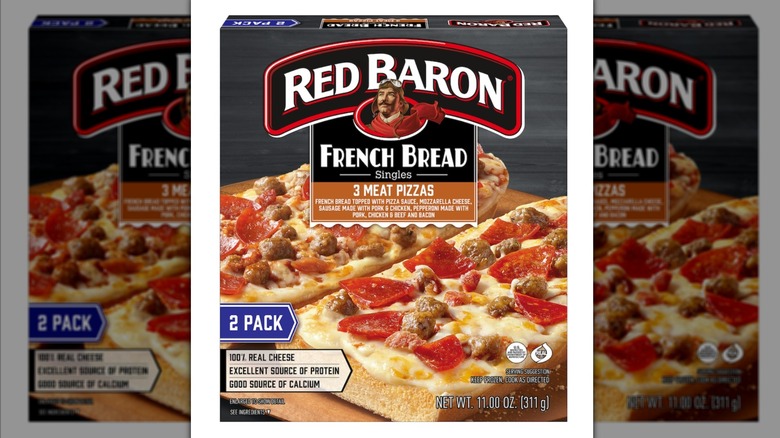 Red Baron Three Meat French Bread box exterior