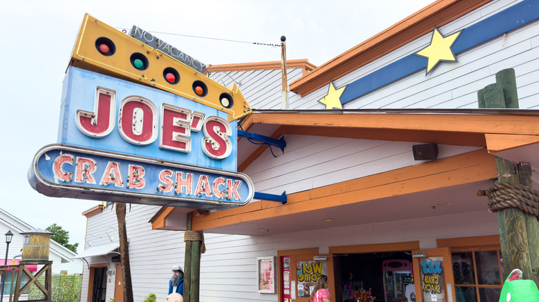 Joe's Crab Shack sign outside brightly colored building