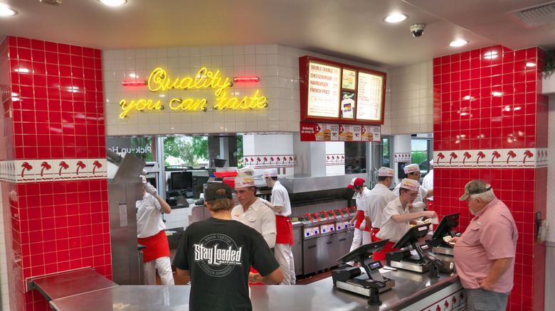 inside of an In-N-Out kitchen