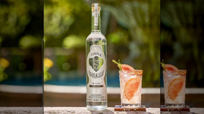 Bottle Tequila Corralejo Silver with cocktails and citrus