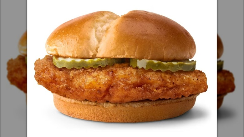 McDonald's McCrispy chicken burger with pickles