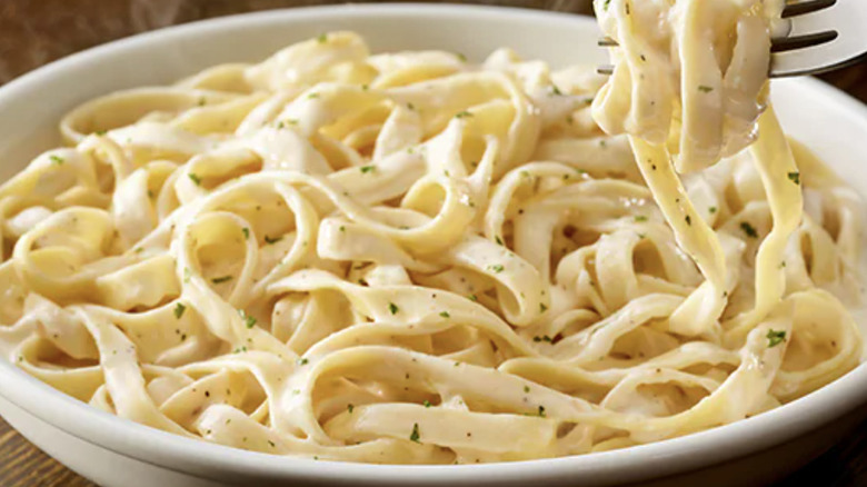 Close up view of the Fettuccine Alfredo