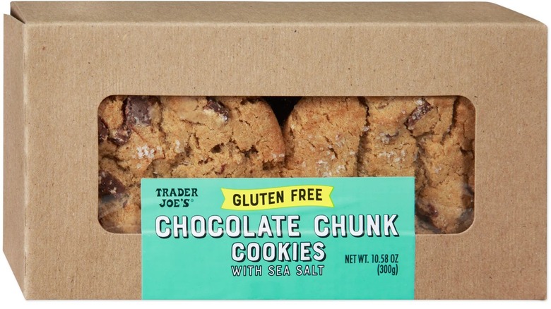 Cardboard box of chocolate chunk cookies with sea salt