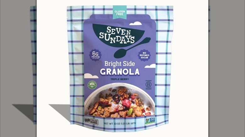 Bag of Seven Sundays Bright Side Granola with illustration of product in bowl on label
