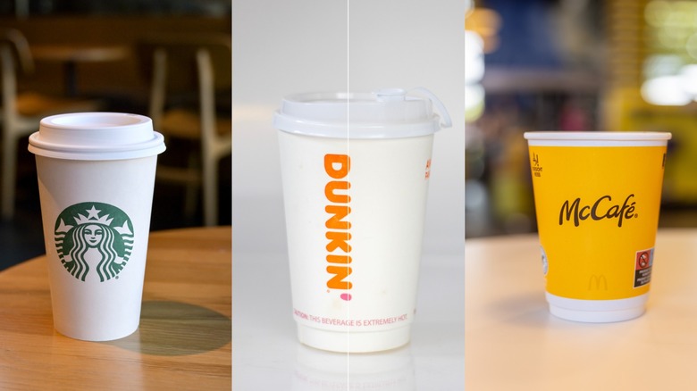Starbucks, Dunkin', and McDonald's coffee