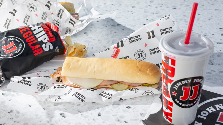 A view of a Jimmy John's combo meal