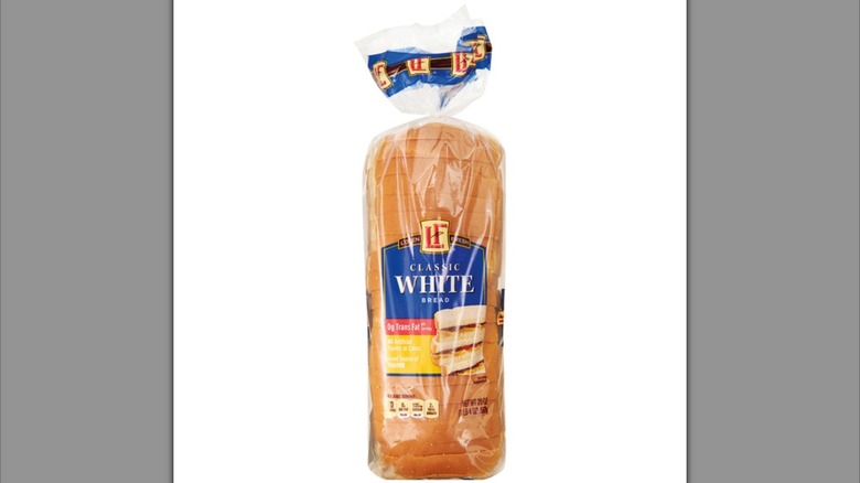 Mirrored image of Aldi classic white bread on white background