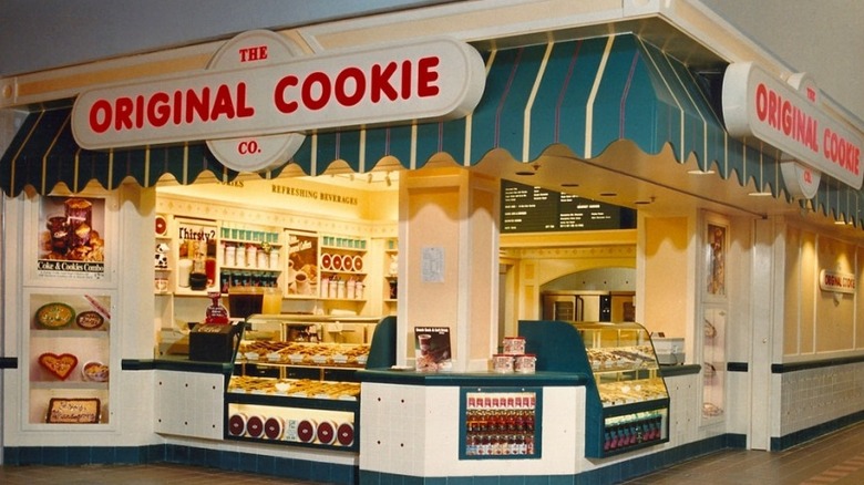 An old photo of a The Original Cookie Company storefront