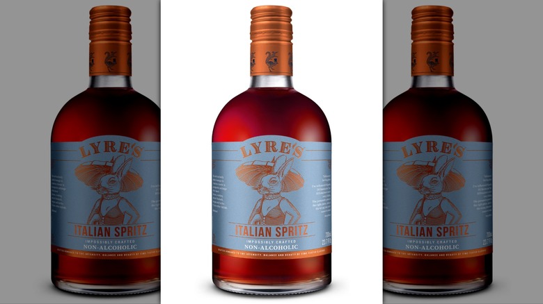 Bottle of Lyre's Italian Spritz on white background