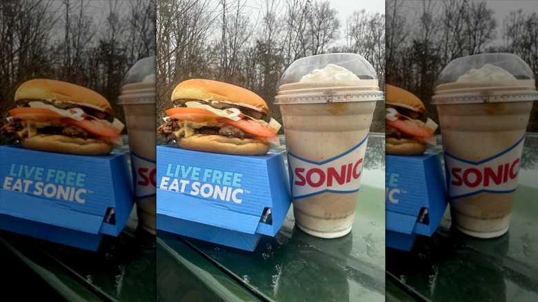Sonic All-American Smasher on burger box with milkshake