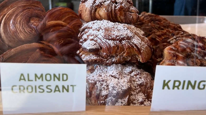 close up of almond croissants from Rye Goods