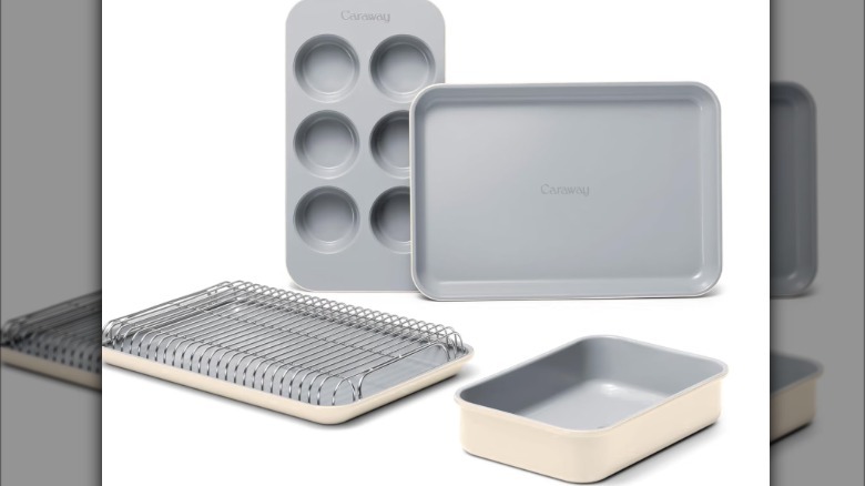 Caraway bakeware set on white background