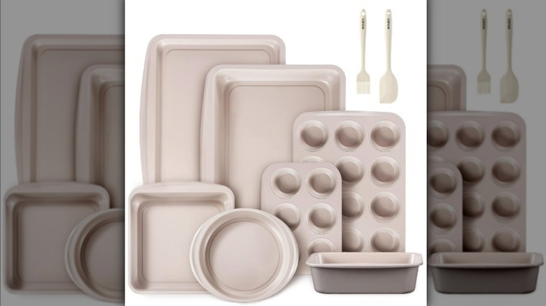 Carote pans and bakeware set one white background