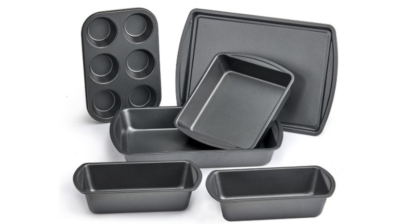 Bakeware pans on a white background