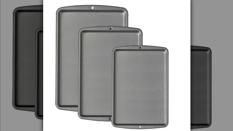 Wilton bakeware pans on white background