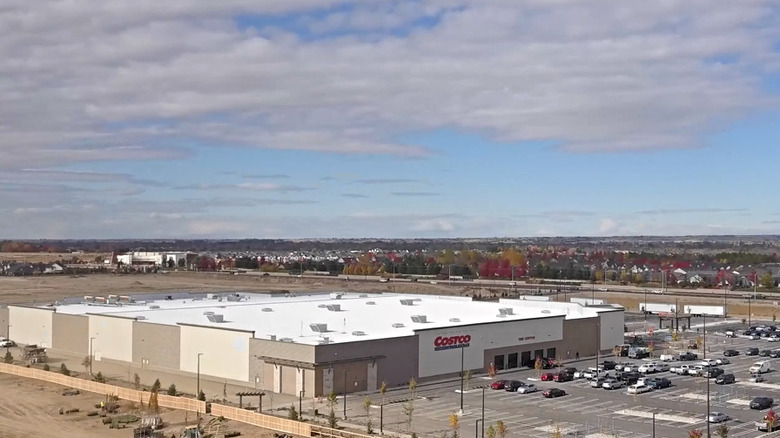 Aerial view of Costco warehouse and parking in Meridian