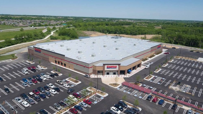 Aerial view of Costco warehouse and parking in Northwest Kansas City