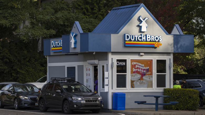 Cars lined up at Dutch Bros Coffee shop