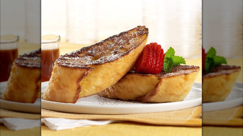 Bruléed French toast on a plate