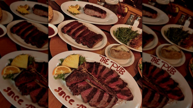 full table of food from The Pub steakhouse in New Jersey