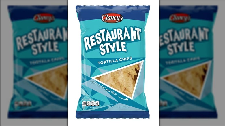 Clancy's Restaurant Style Tortilla Chips on white background