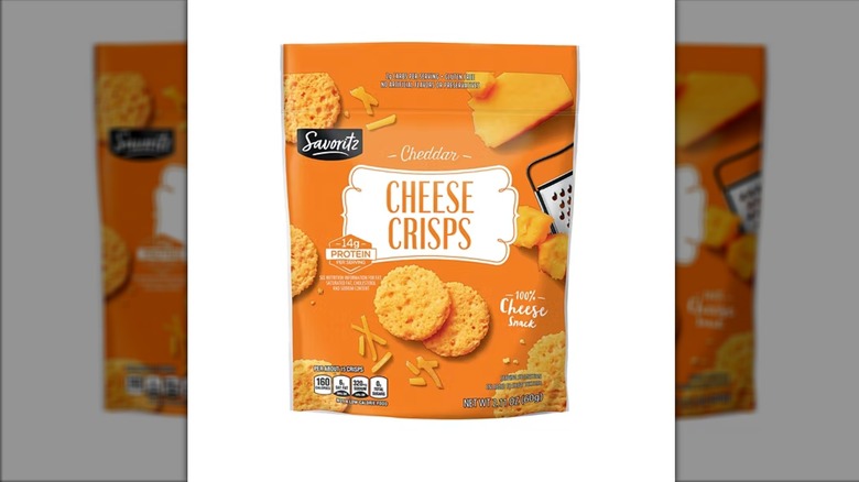 Savoritz Cheddar Cheese Crisps on a white background