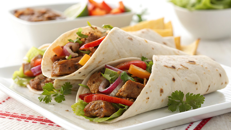 Plate of chicken fajita wraps