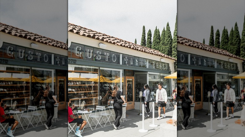 Gusto Bread bakery storefront with outdoor seating