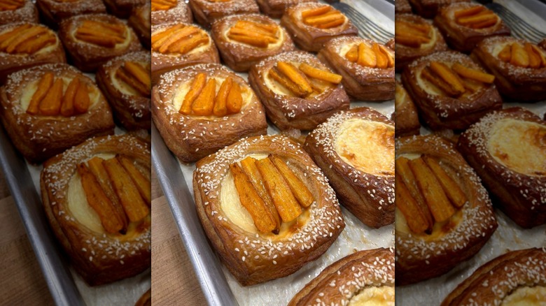 Fruit danishes on metal tray