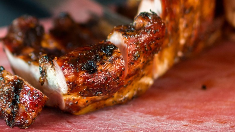 Close-up of BBQ ribs