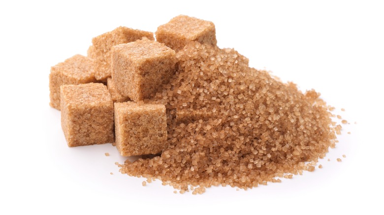 brown sugar crystals and cubes