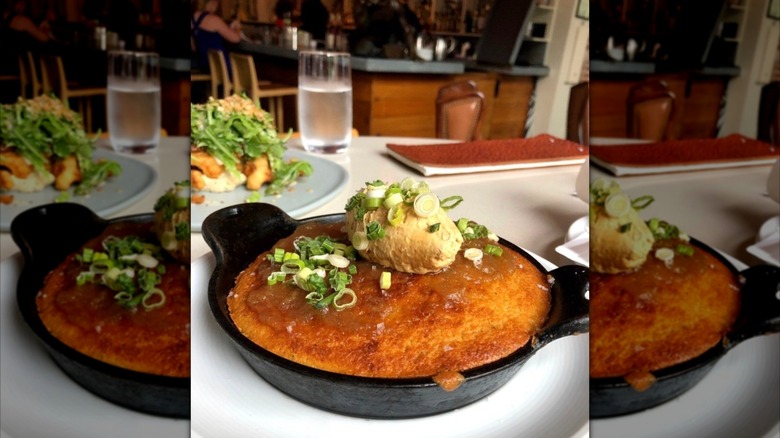 Plate of cornbread with butter